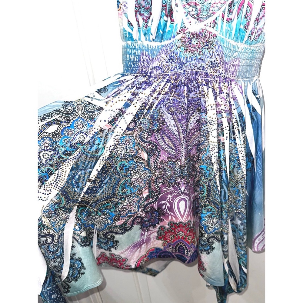S-12, S-Twelve Blue & Purple dress with lots of embellished rhinestones - Picture 4 of 6